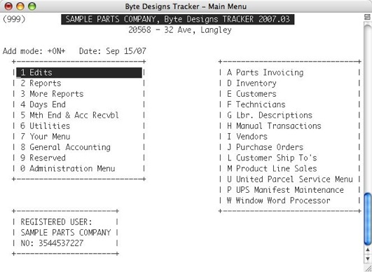Tracker Main Menu