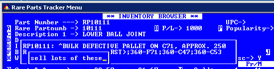 Note displayed in with Inventory